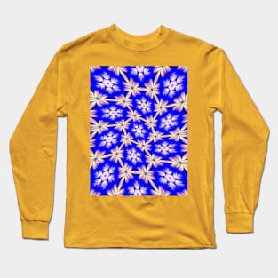 Blue and White Flower Pattern Long Sleeve T-Shirt